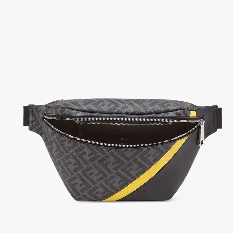 Affordable HOT Motif Fabric In Black Fendi Yellow FF Bag Belt 0515